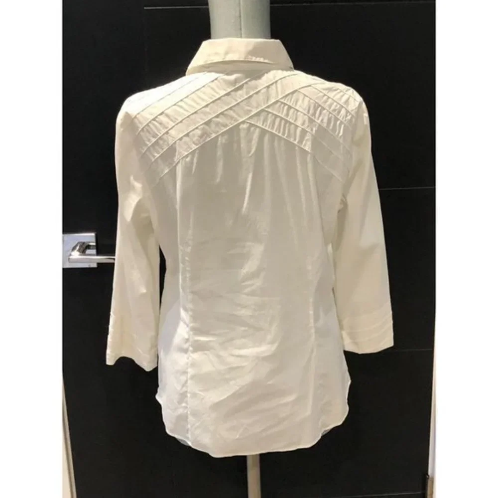LAFAYETTE 148 women's white pleated cotton shirt size 6 - Picture 5 of 9